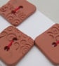 3 Spiral Half Texture Square Terracotta Buttons - Image 2