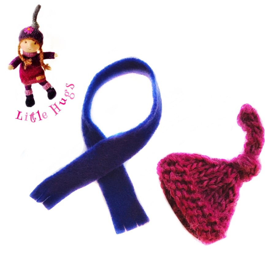 Pink and purple Hat and Scarf to fit the Little Hugs