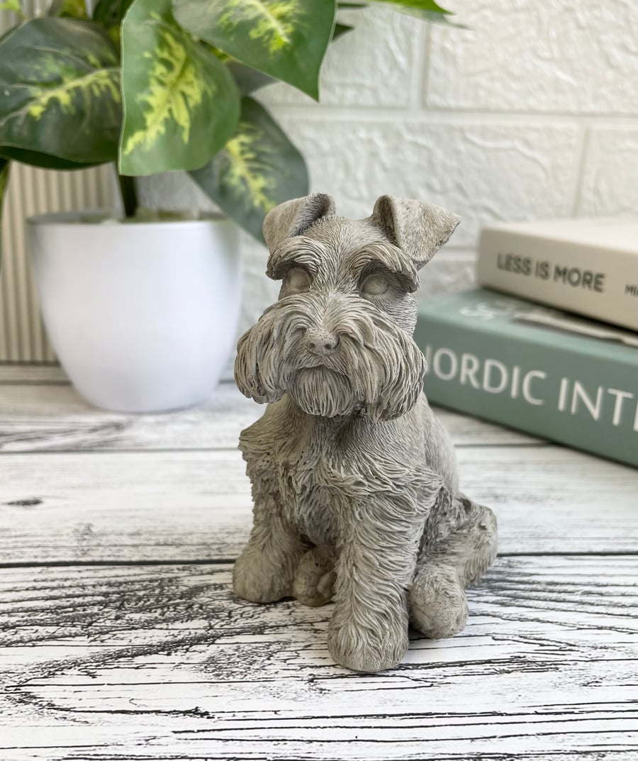 Concrete schnauzer dog ornament,pet memorial,dog loss,pet grave marker 