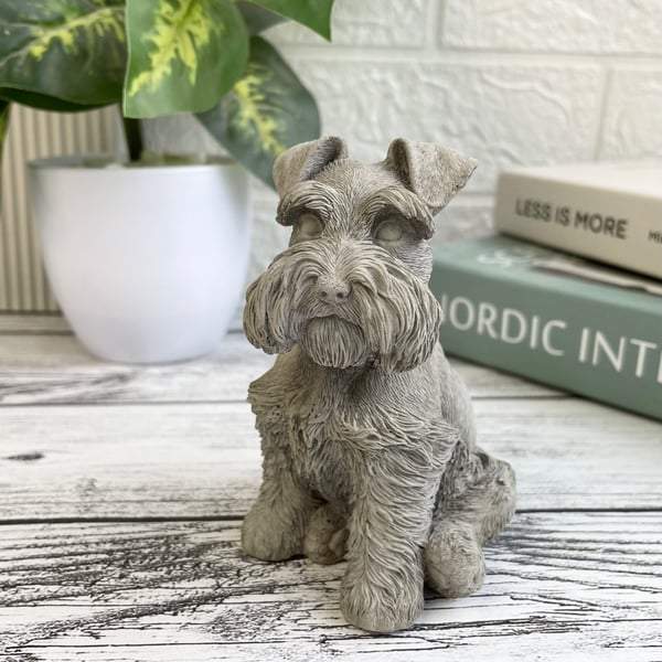 Concrete schnauzer dog ornament,pet memorial,dog loss,pet grave marker 