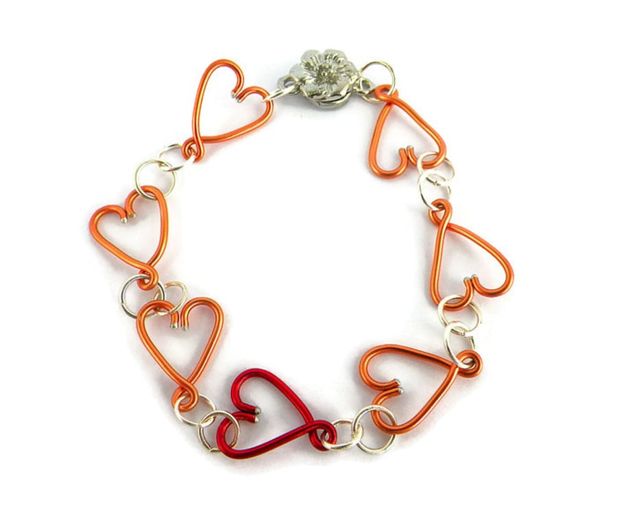 Linked Hearts Bracelet - gift for mum, Heart jewellery
