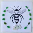 Cornwall sea glass bee design greetings card