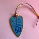 50th hand painted birthday heart