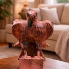 Hand Carved Wooden Eagle Sculpture Set Rustic Home Decor Art Piece