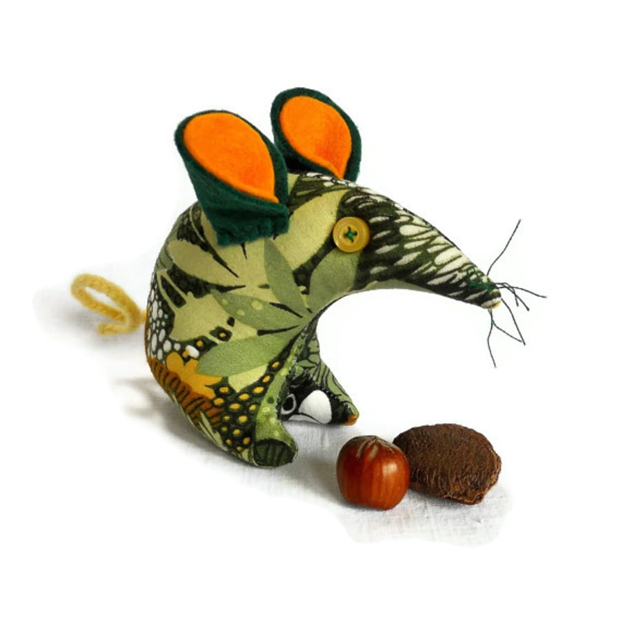 Green Retro Mouse in 70s Vintage Fabric