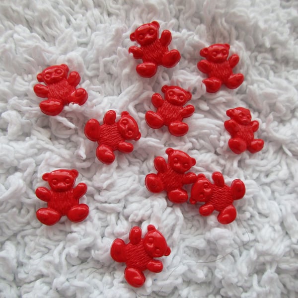 Red Teddy Bear Shaped Shank Buttons