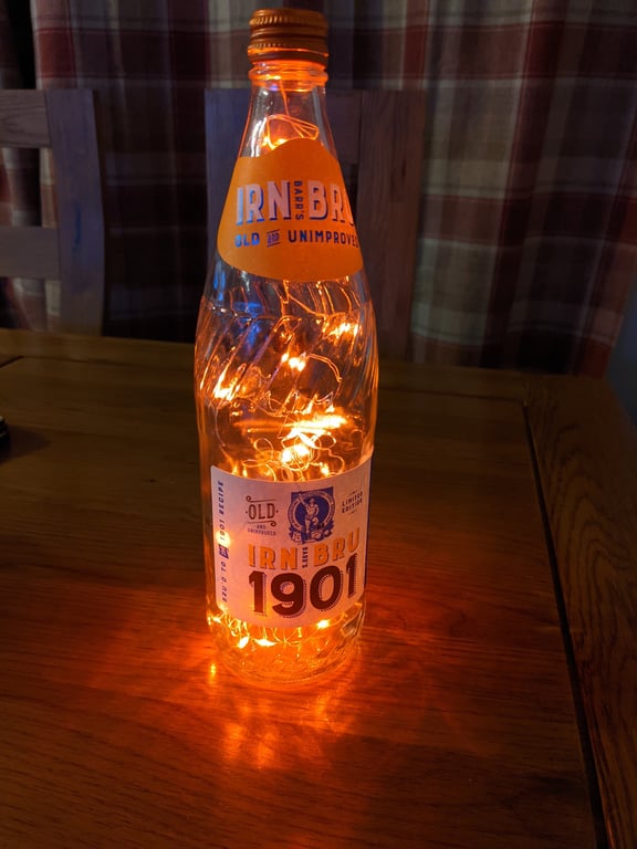 Irn Bru Glass Bottle Light with Harris Tweed Accent