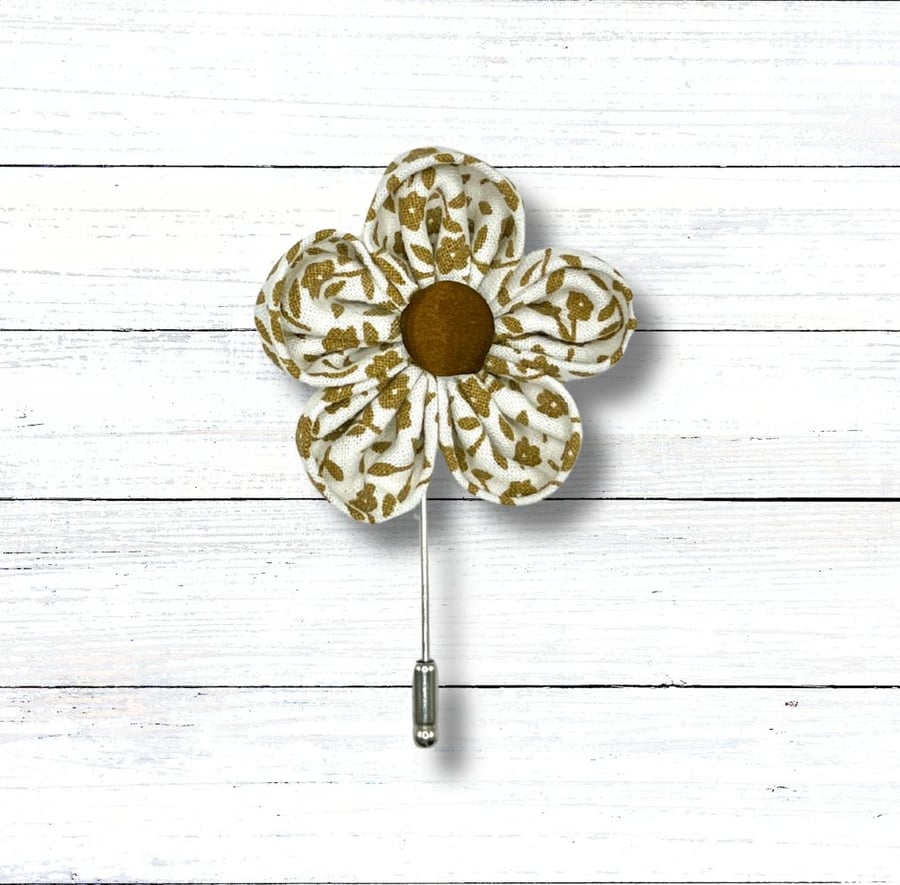 Flower Lapel Pin, Brown Lapel Flower, Perfectly Imperfect, Wedding Buttonhole