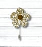White Flower Lapel Pin, Wedding Buttonhole - Image 1