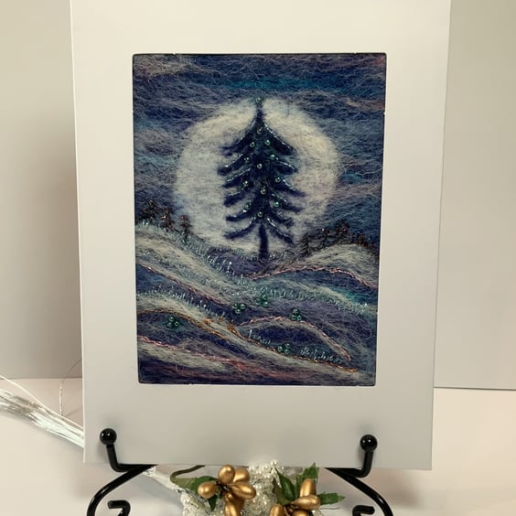 Christmas Tree Landscape Art Card.