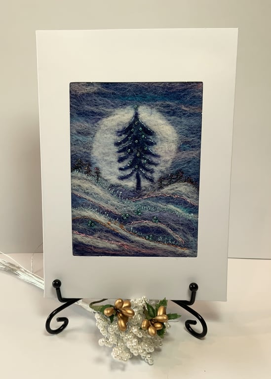 Christmas Tree Landscape Art Card.