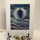 Christmas Tree Landscape Art Card.