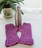 Carnation Pink Fingerless Mitts, Cosy Crochet Wrist Warmers - Image 6
