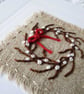 HAND EMBROIDERED CHRISTMAS CARD WINTER WREATH - Image 2