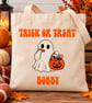 Personalised Halloween Trick or Treat Bag: Custom Name Canvas Tote for Kids