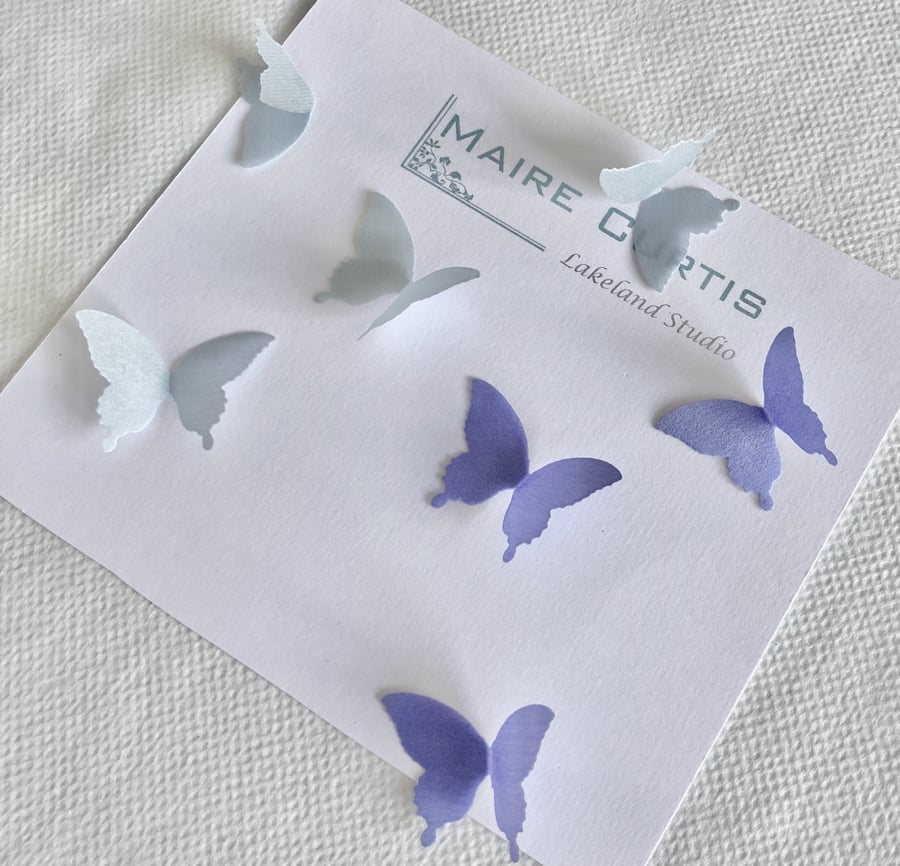 Mini Silk Satin Butterflies in Shades of Blue