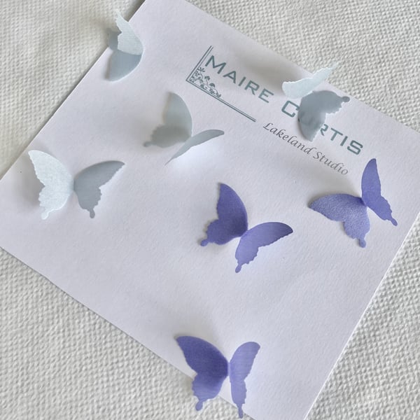 Mini Silk Satin Butterflies in Shades of Blue