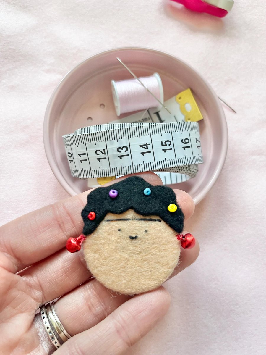 Handmade Embroidered Needle Minder, Quirky Sewing Gift