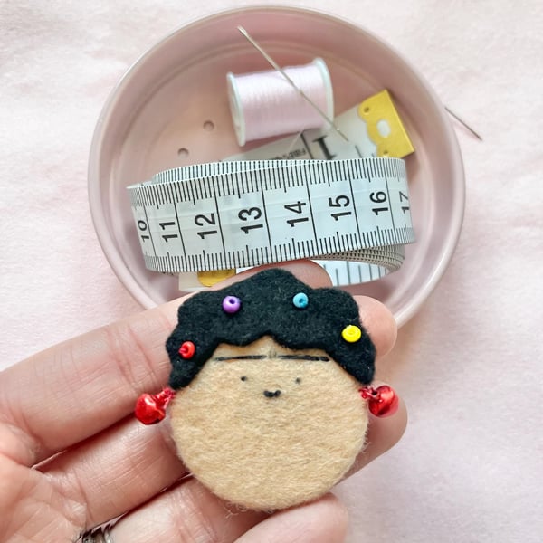 Handmade Embroidered Needle Minder, Quirky Sewing Gift