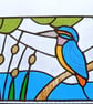 Stained glass kingfisher picture landscape panel - Image 2