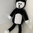 Hand Knitted Black and White Cat