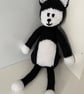 Hand Knitted Black and White Cat
