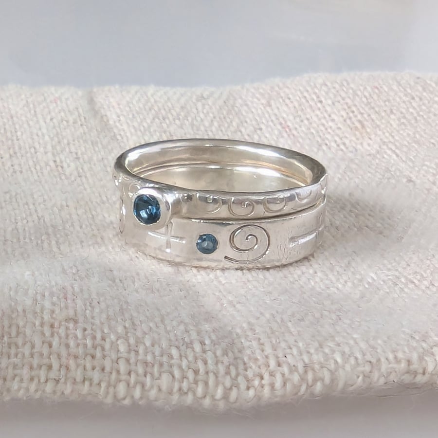 Recycled Handmade Sterling Silver Topaz Rings