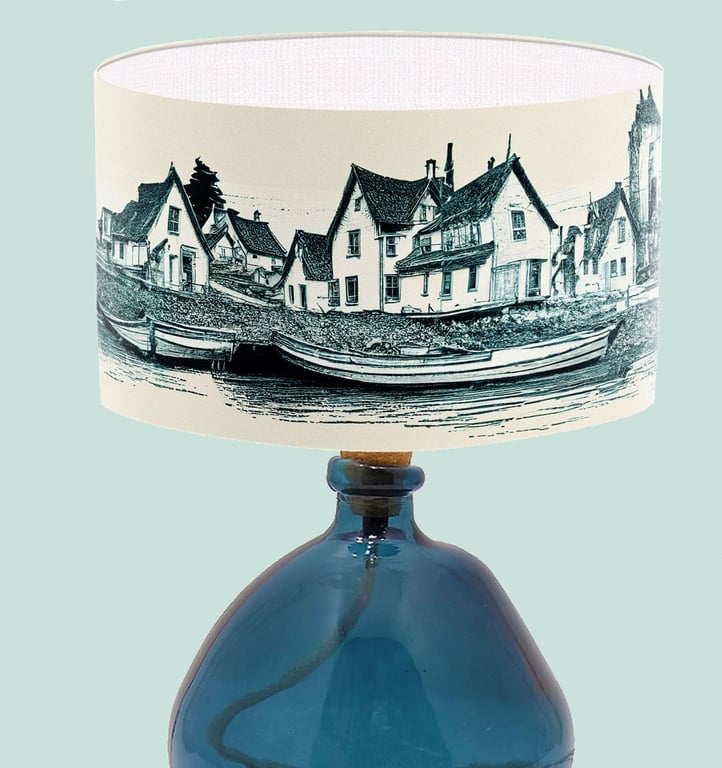 Coastal Lampshade - Coastal Art Lampshade -Blues Creams Lampshade 