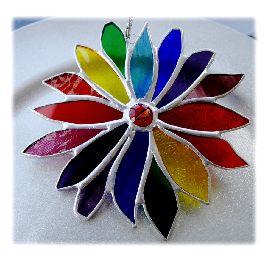 Rainbow Flower Stained Glass Suncatcher 055