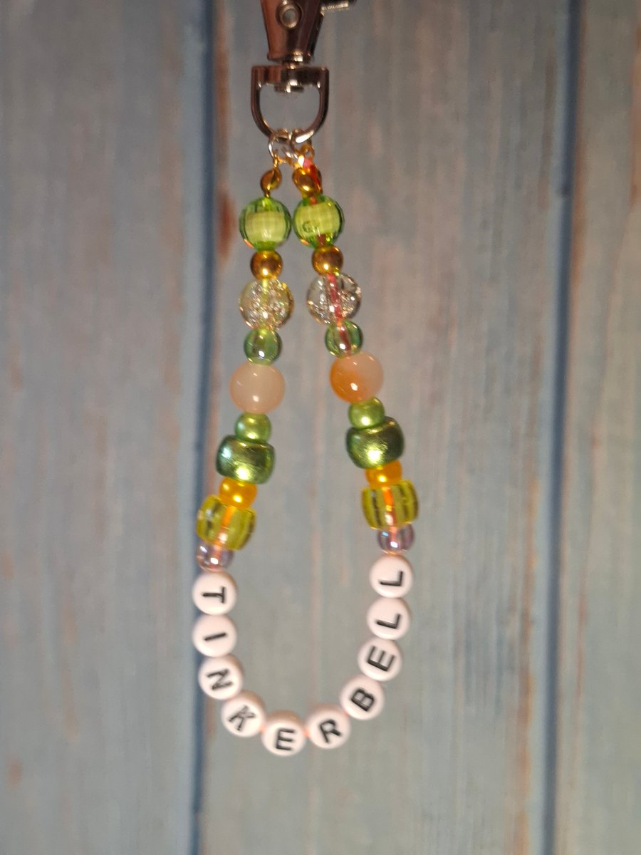 Tinkerbell beaded keyring charm