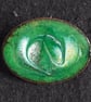 enamelled brooch - oval, scrolled white, gold and purple on green over clear - Image 4