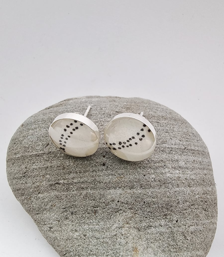 SALE Sterling Silver and resin stud earrings handmade in UK minimal elegant