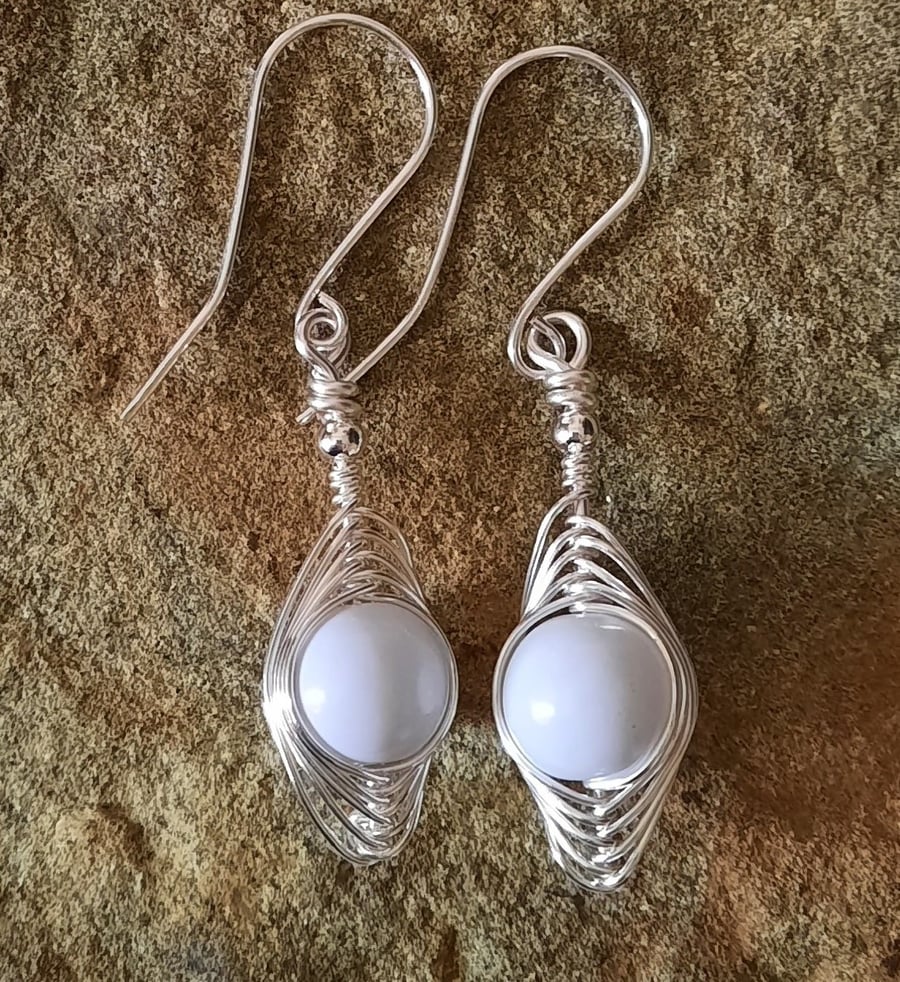 Wire Wrapped Bead Earring