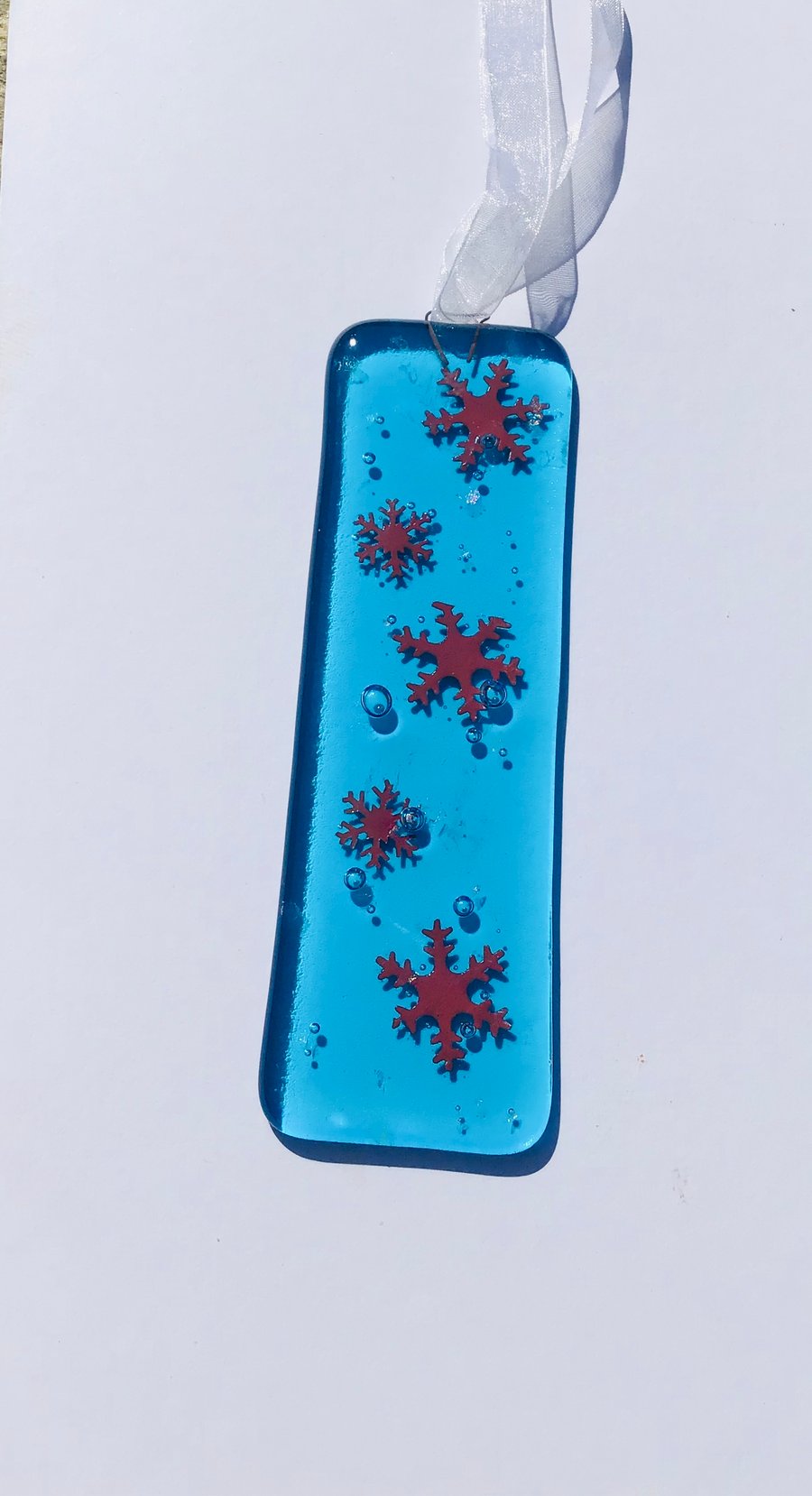  Christmas Snowflakes in blue glass hanging
