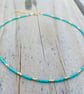 Turquoise and Gold Seed Bead Anklet   - Image 1