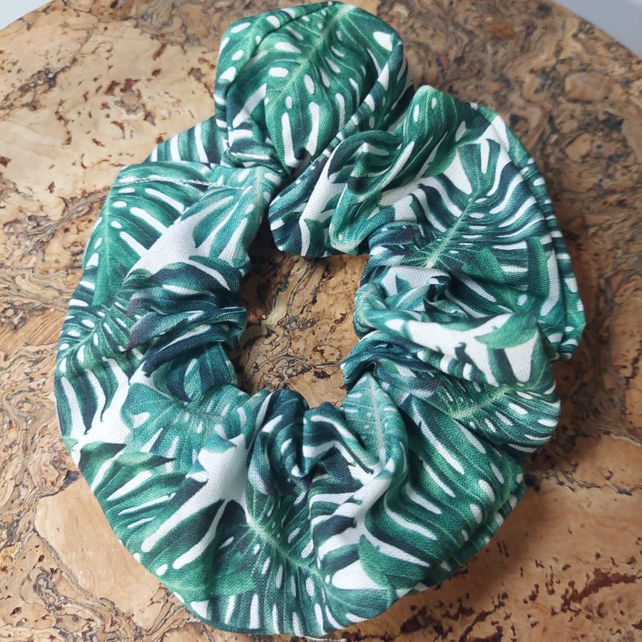 monstera leaf scrunchie 