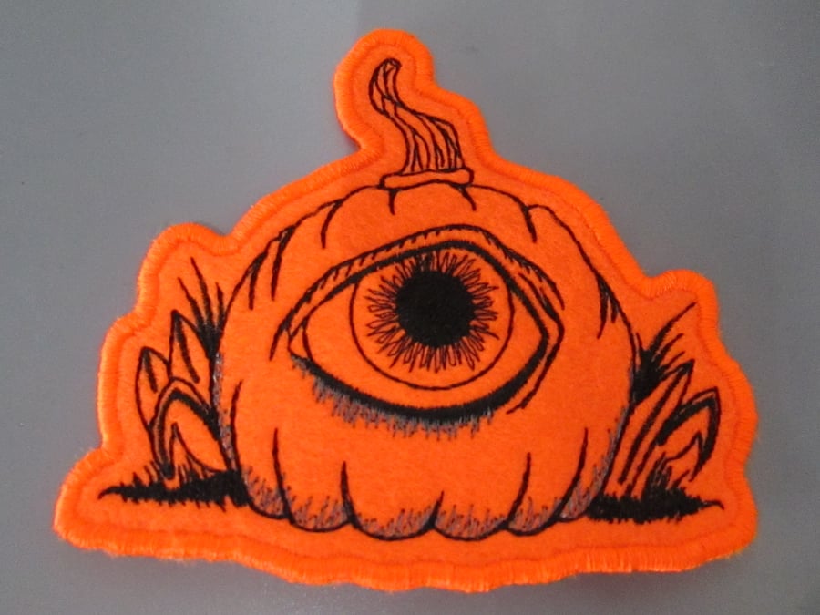 Embroidered Pumpkin Eye Applique Patch