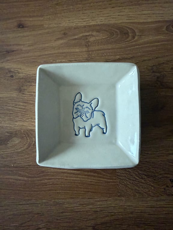 Handmade Ceramic french bulldog dish