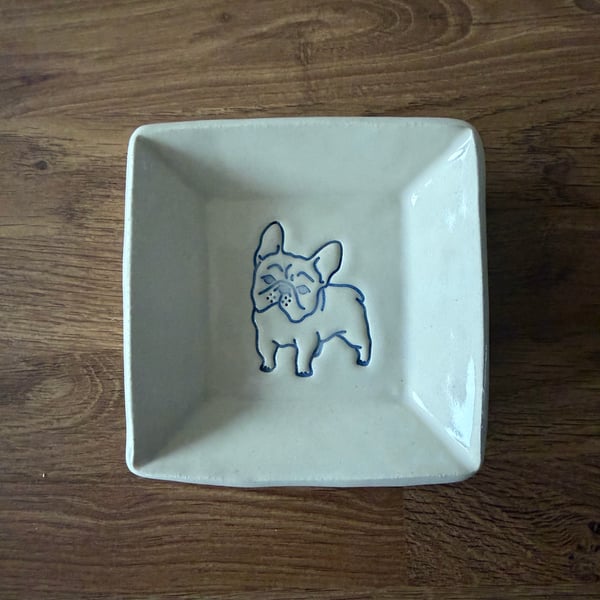 Handmade Ceramic french bulldog dish