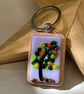 Fused glass lilac tree keyring 