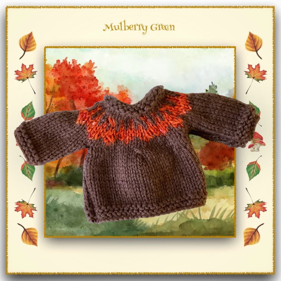 Donkey Brown Jumper with an Orange Yoke