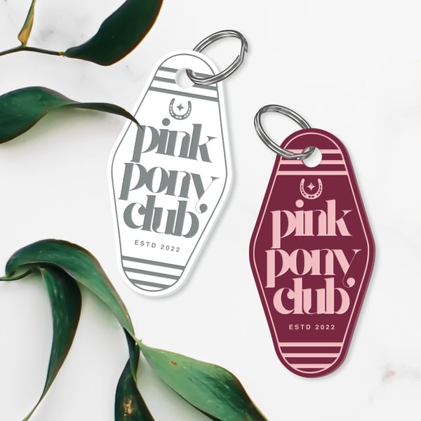 Pink Pony Club - Horseshoe Motel Style Keyring: Retro Keychain, Chappell Roan