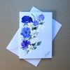 original art hand painted floral blank greetings card ( ref FA 507 J2 )