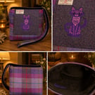 Harris tweed Crossbody Bag with Celtic Cat