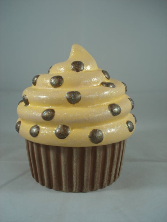 Ceramic Chocolate Glittery Cup Cake Trinket Jewellery Storage Gift Box Container