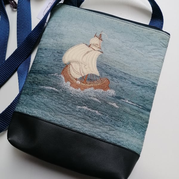 Tall Ship Seascape Small Crossbody bag