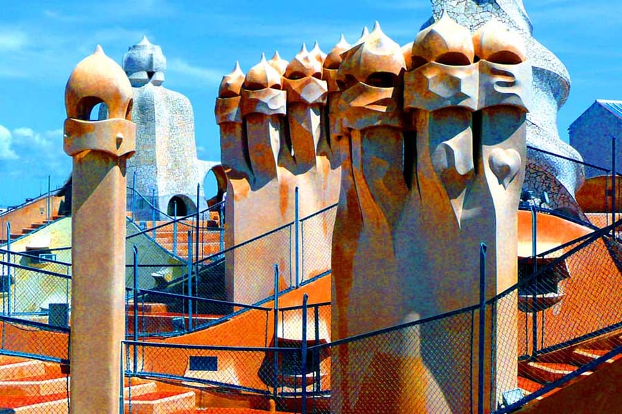 Casa Mila La Pedrera Barcelona Spain 18"x12" Print