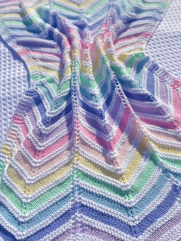 Pastel rainbow baby blanket 100% cotton