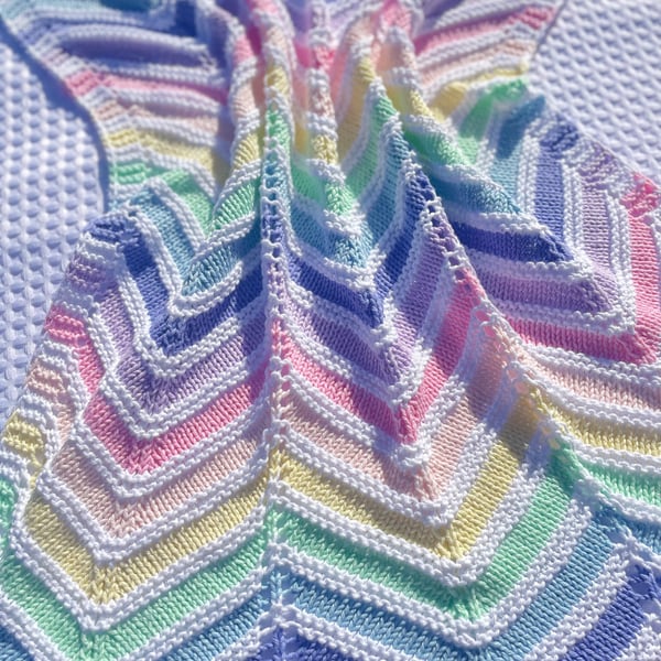 Pastel rainbow baby blanket 100% cotton