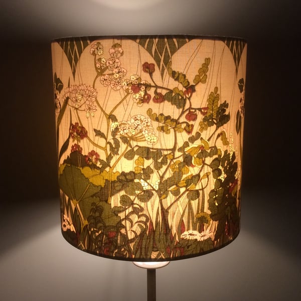 Countryside Bardfield Sage Green Moygashel VIntage Fabric Lampshade 